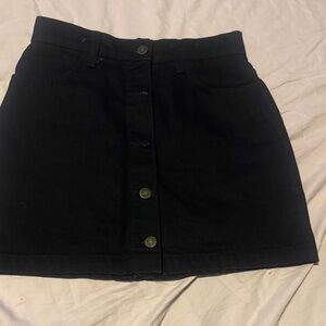 Reformation Black Mini Skirt with Button Detail